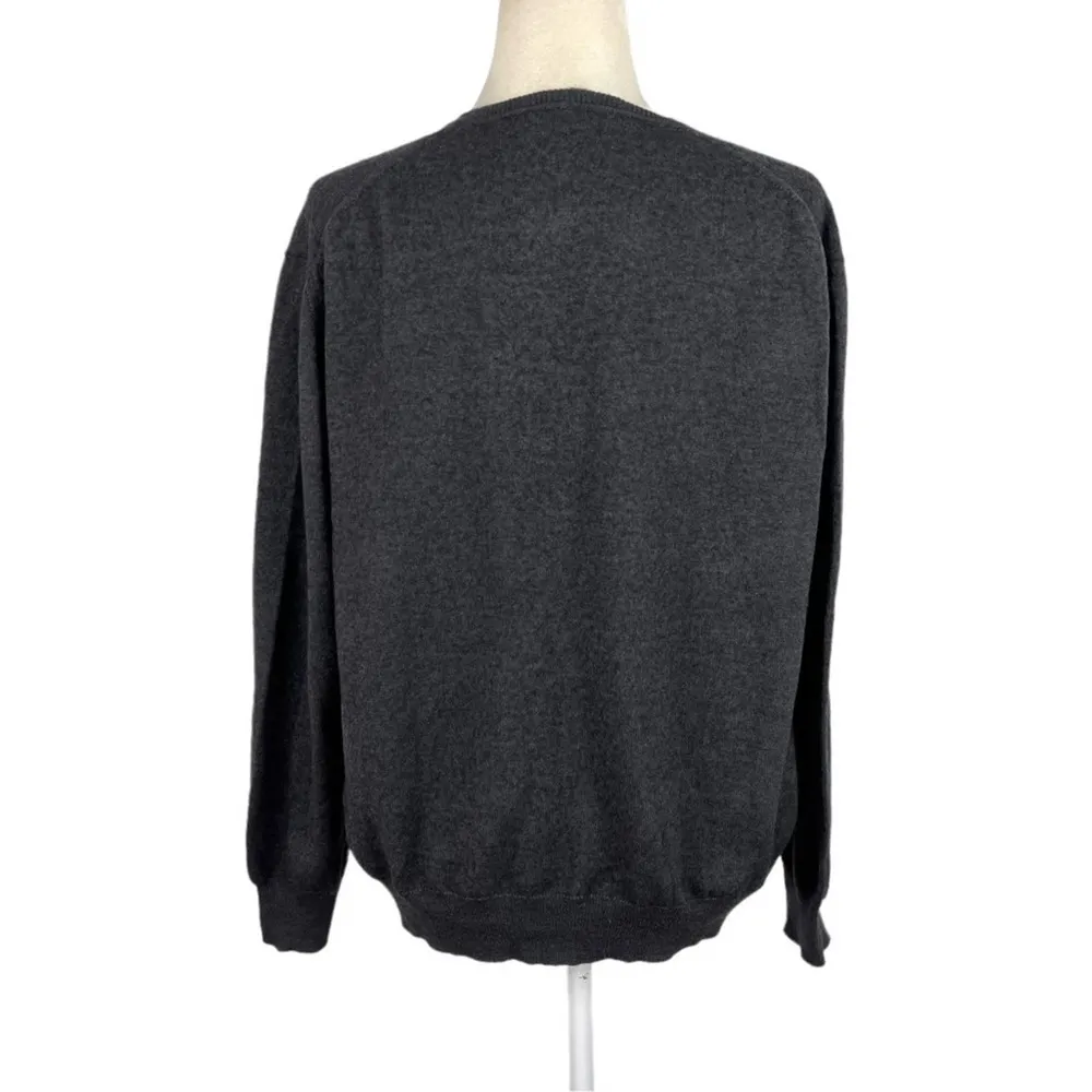 Valentino Jeans Wool Blend V Neck Grandpa Pullover Sweater IT Size 56 Gray - Image 6