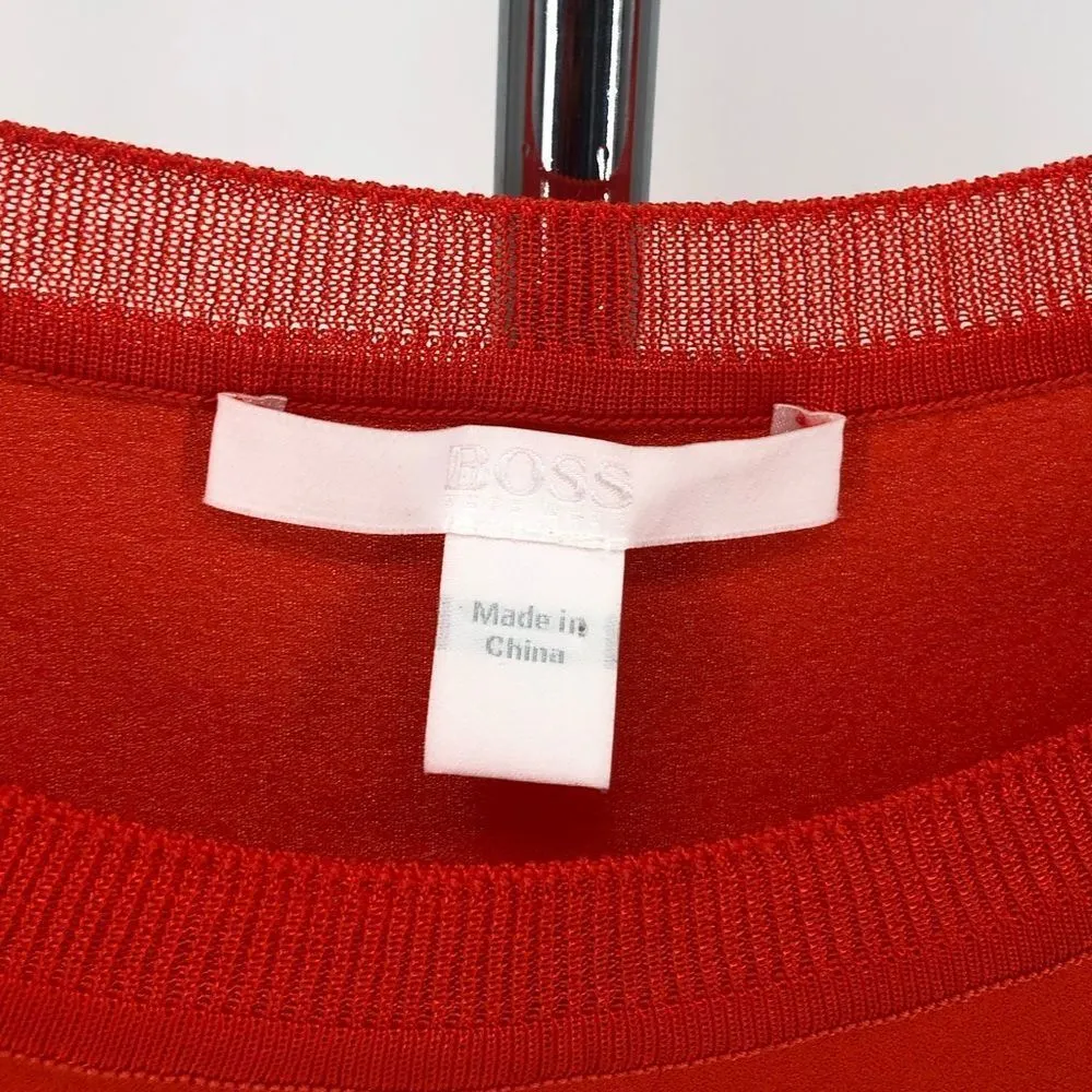 BOSS Hugo Boss Istora Fine Stretch Silk Shell Top in Dark Marigold Orange sz 10 - Image 10