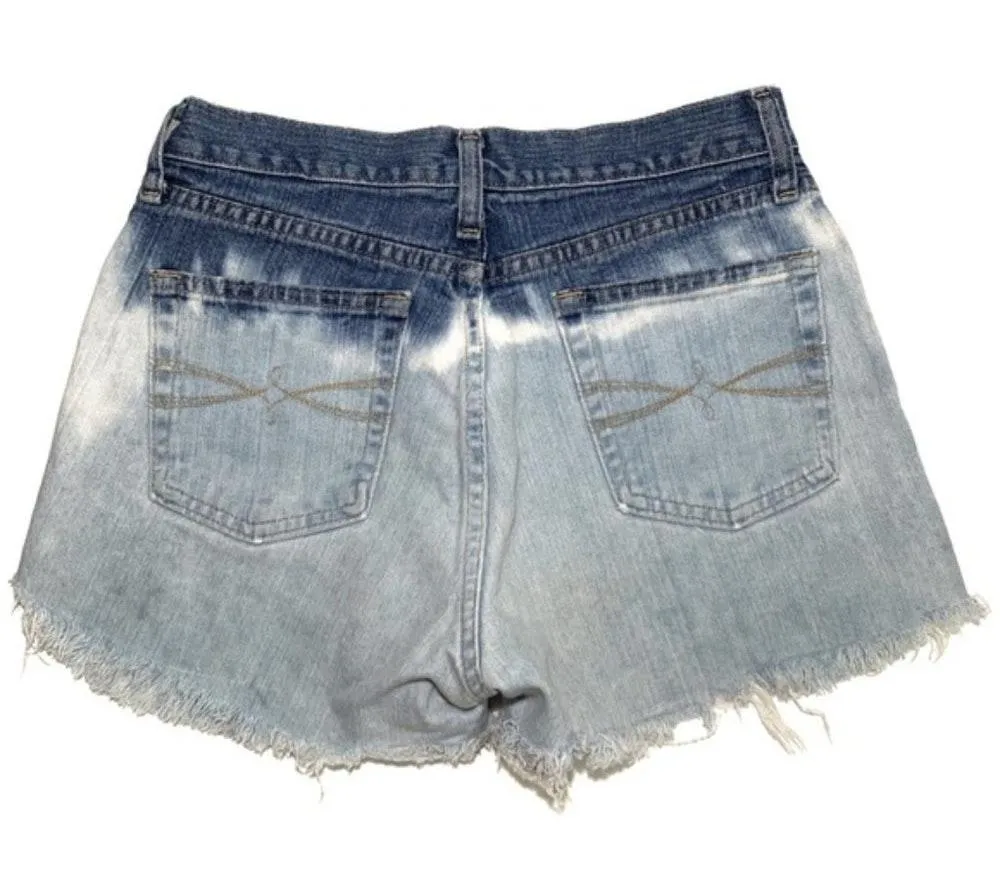 Cutoff Jean Shorts High Waist Bleached Ombré 4 Blue - Image 4