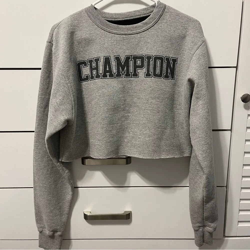 Champion  Cropped Grey Crewneck - Image 2