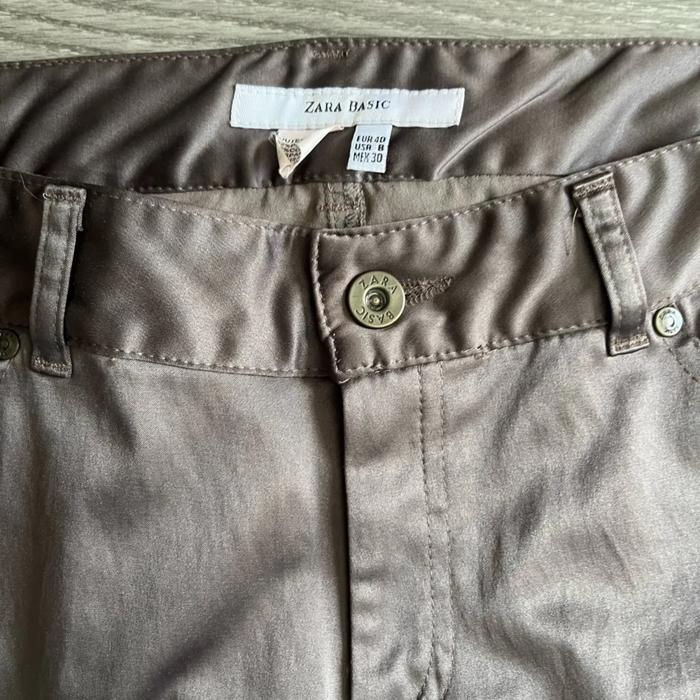 Zara Brown Satin Straight Leg Pants Size 8 Women’s Trousers - Image 7