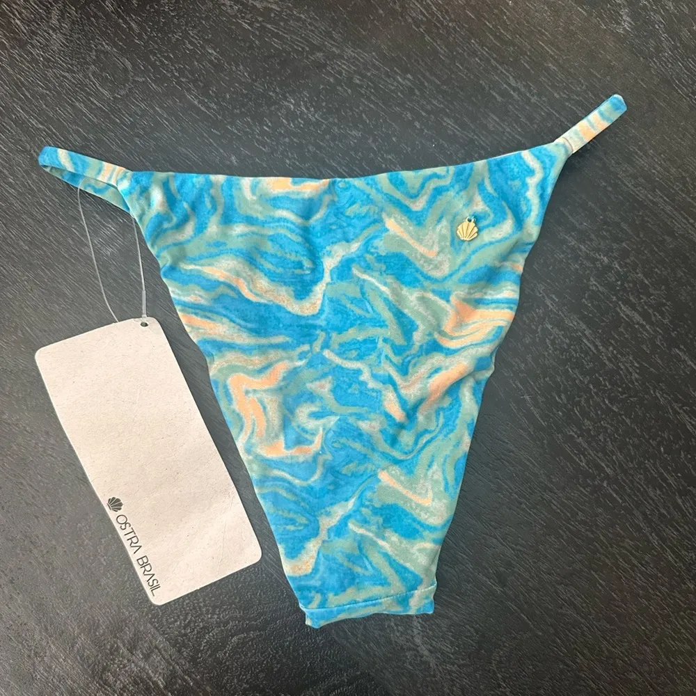 Ostra Brasil Triangle Fixed Strap Bikini Bottom in Psy Blue Sz S - Image 4