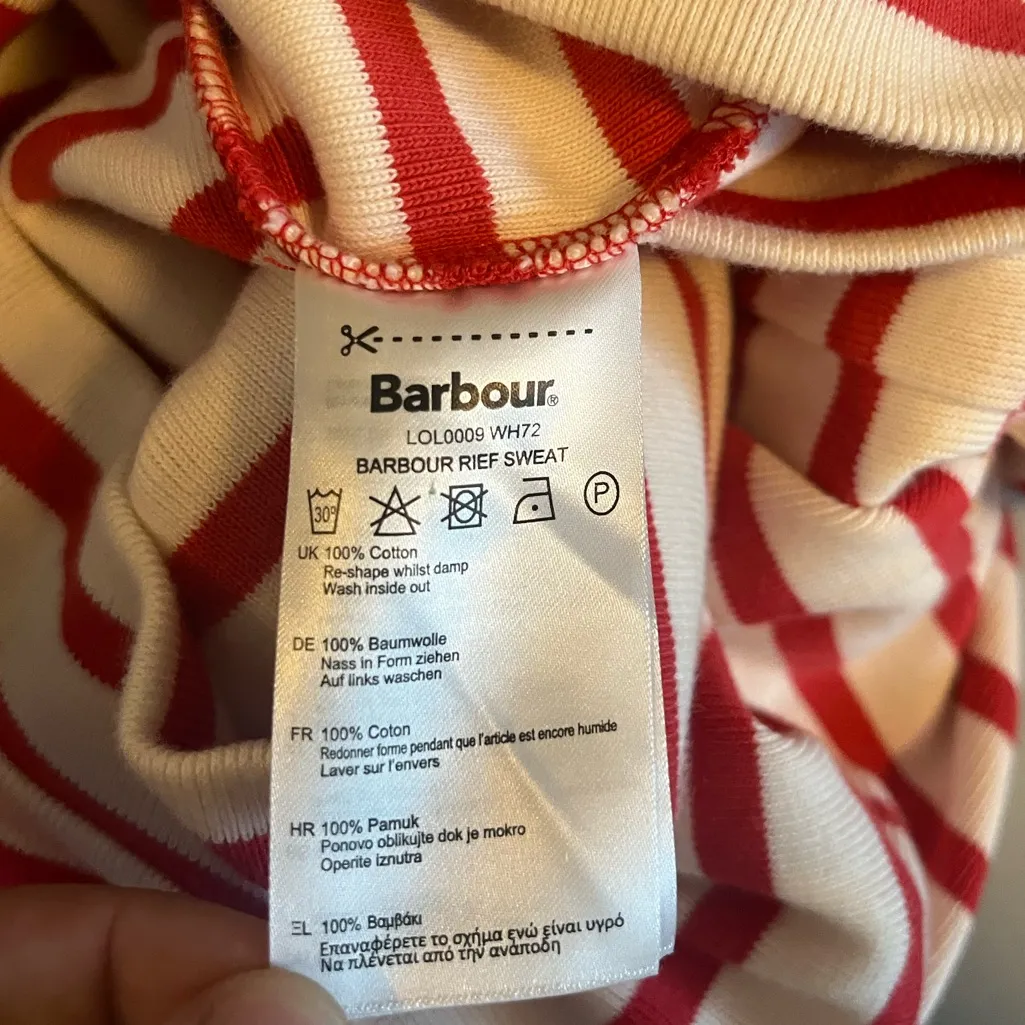 Barbour Women’s Red and White Striped Mock Neck Pullover Sweater Size 10 - Image 5