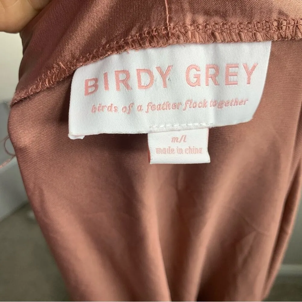 Birdy Grey claudine lace robe in desert grey bridesmaid bachelorette size large - Image 5