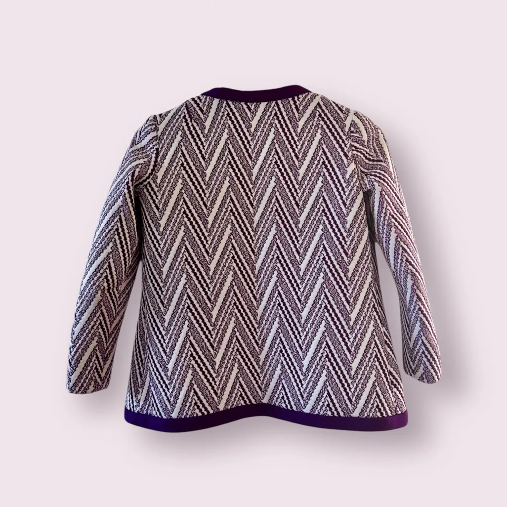 Vintage Woven Quilt Knit Suit Dress Jacket Blazer, Purple & White Print sz. M Size M - Image 15