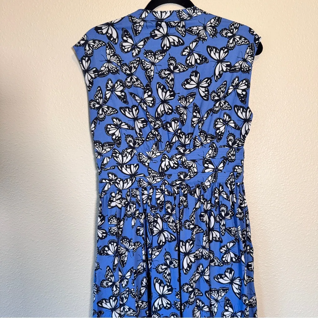 Kate Spade Butterfly Print Blue A Line Dress Womens 6 Modest Casual Knee Length - Image 11