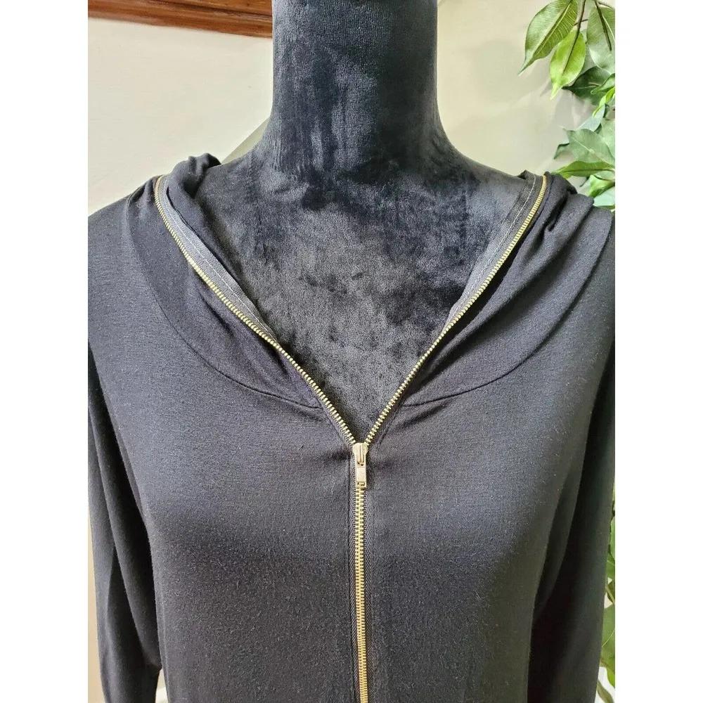 Papaya Women's Black Rayon Long Sleeve Half Zip Front Casual Hoodie Size Small - Image 3