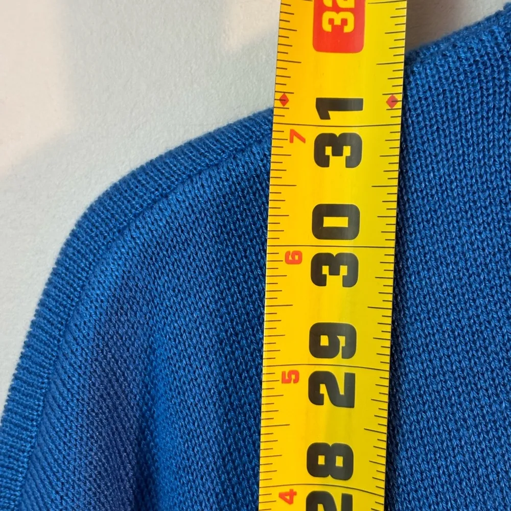 Chico’s Sweater With Grommets Fringe Detail Blue size L/XL Business Casual - Image 8