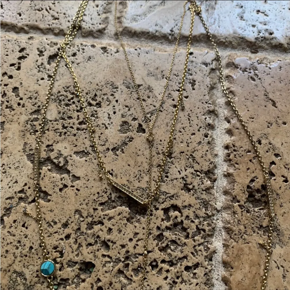 House of Harlow 1960 South Point Aztec Turqouise Layered Strand Necklace Gold - Image 7