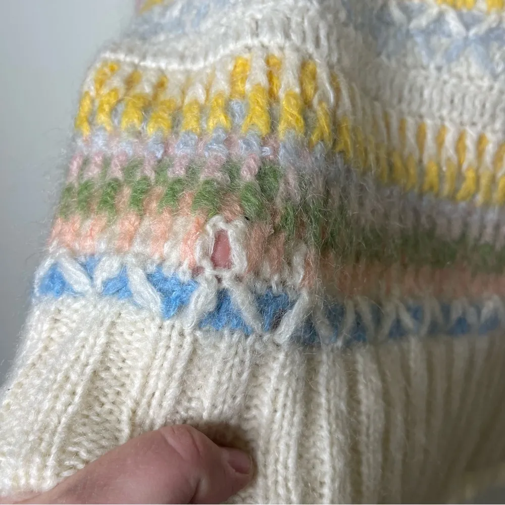 Coach Pastel Multicolor Fair Isle Pullover Sweater Size M - Image 4