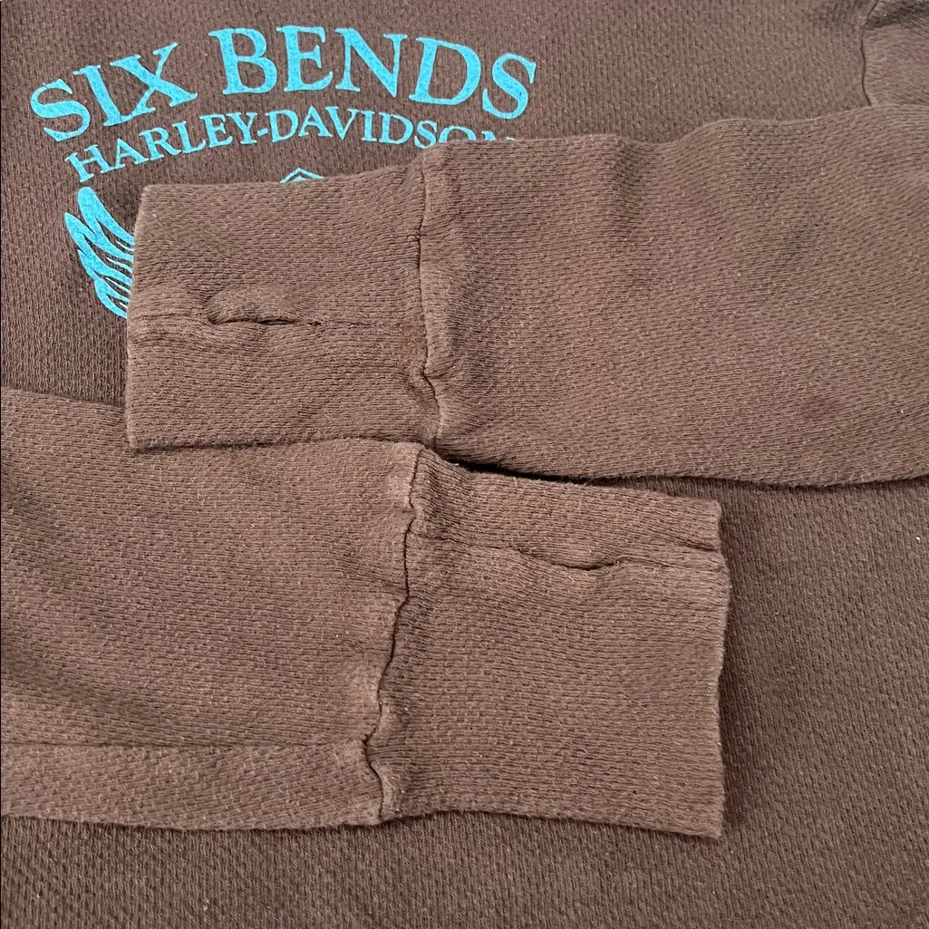 Harley Davidson Waffleknit Graphic Hoodie Brown Size XL - Image 6