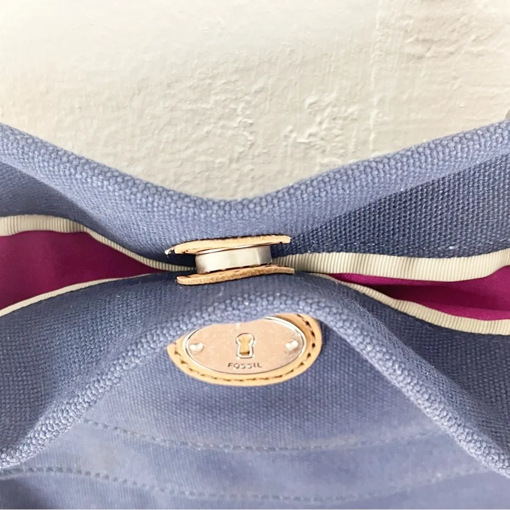 FOSSIL Jesse Navy Aztec Print Sequin Embellishments Canvas Shoulder Tote… - Image 11