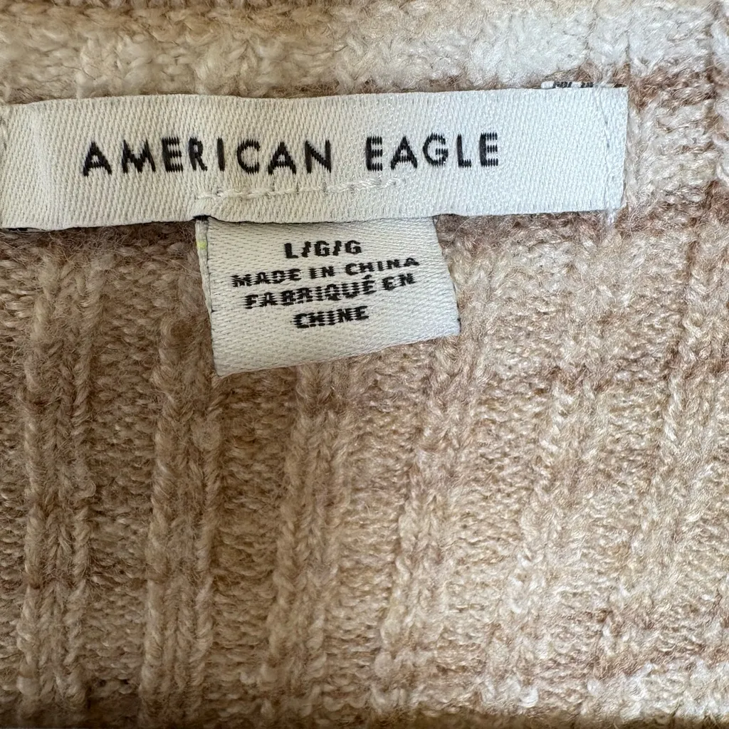 American Eagle Brown Ombre Ribbed Wrap Knit Top Soft Girl Cozy Minimalist L - Image 4