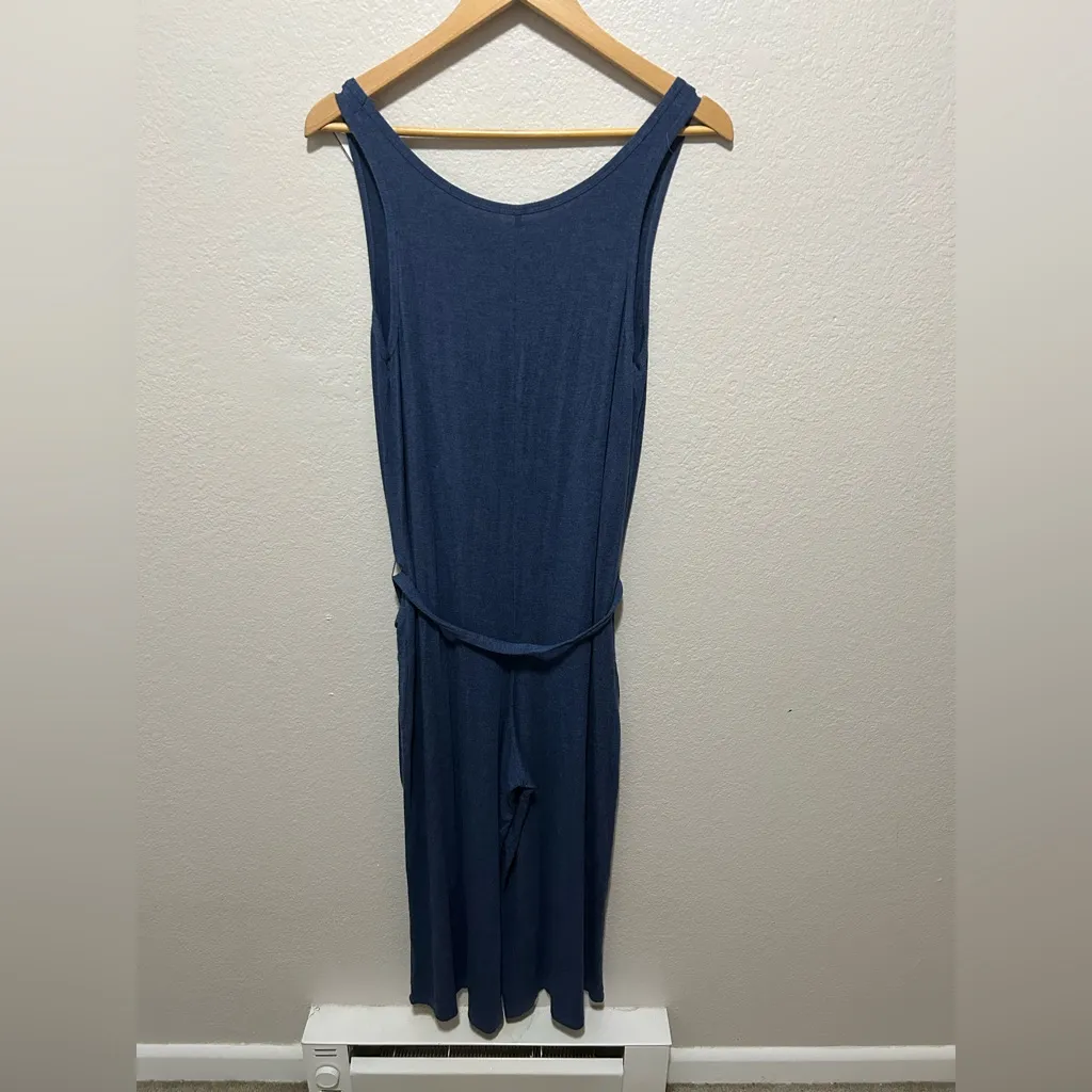 MeUndies Ultra Modal Jumpsuit With Pockets and Waist Tie Size Large Navy Blue - Image 3