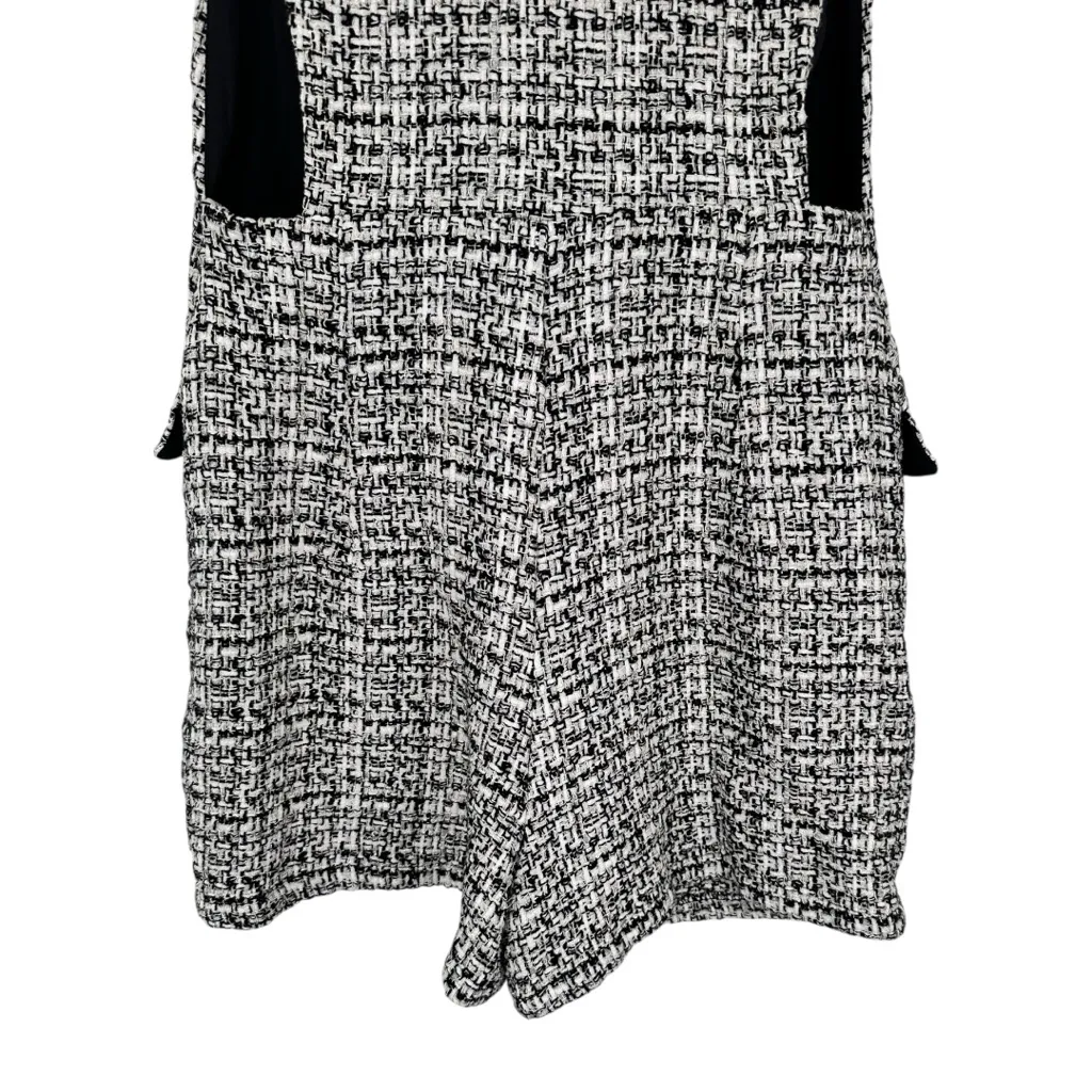 Zara Tweed Sleeveless Collared Romper size Medium Black White - Image 10