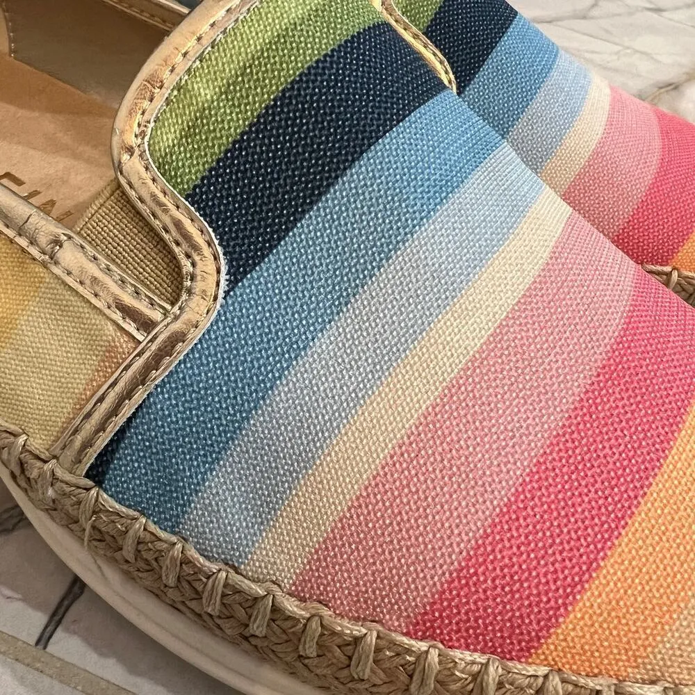 Anne Klein Zamina Pastel Stripe Canvas Espadrille Loafer Shoes Size 9.5 AK193032 - Image 11