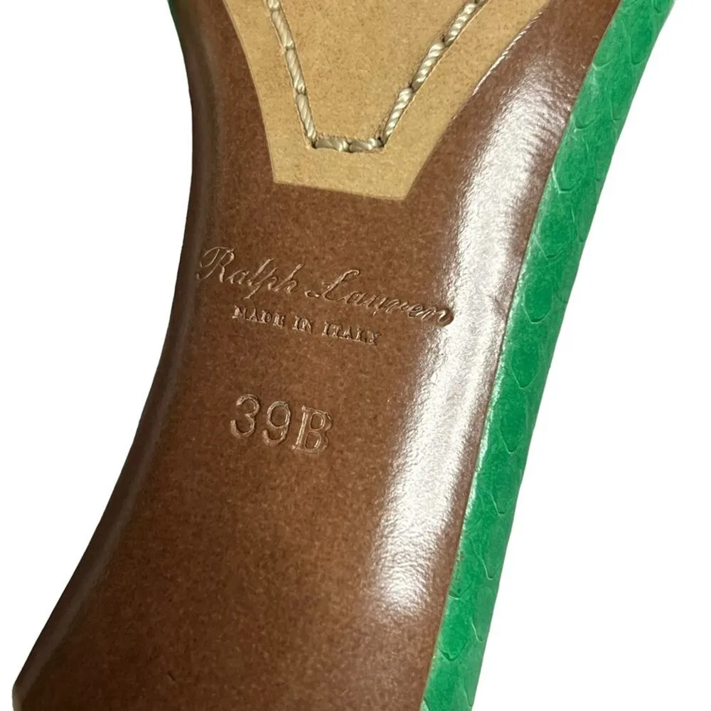 Ralph Lauren Collection Ardelisa Ayers Snakeskin Sandal Sz 39 green - Image 10