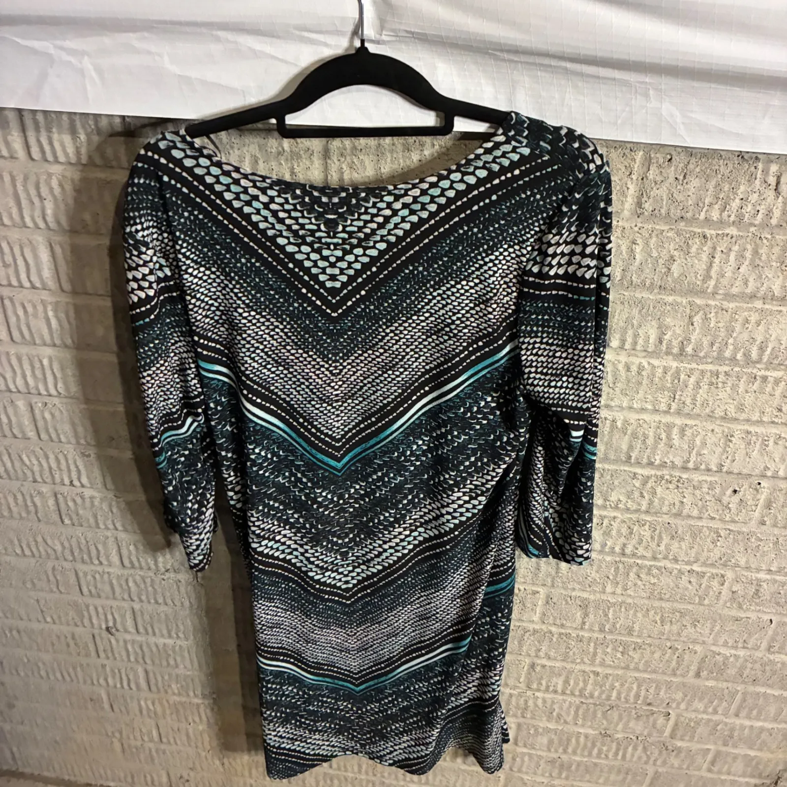 Dana Buchman Women XL Geometric Print Long Sleeve Sheath Dress - Image 3