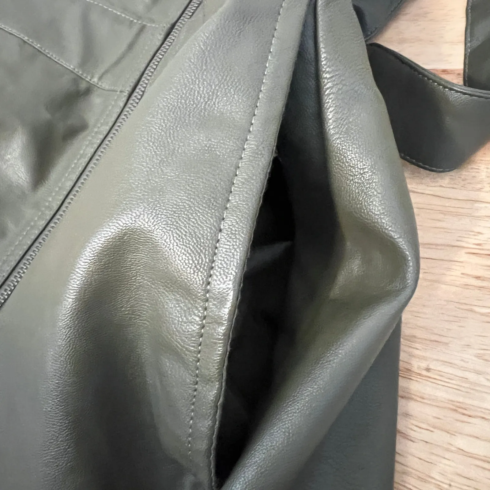 Wild Fable Women's Olive Green Faux Leather Mini Dress - Size XXS - NWT - Image 4