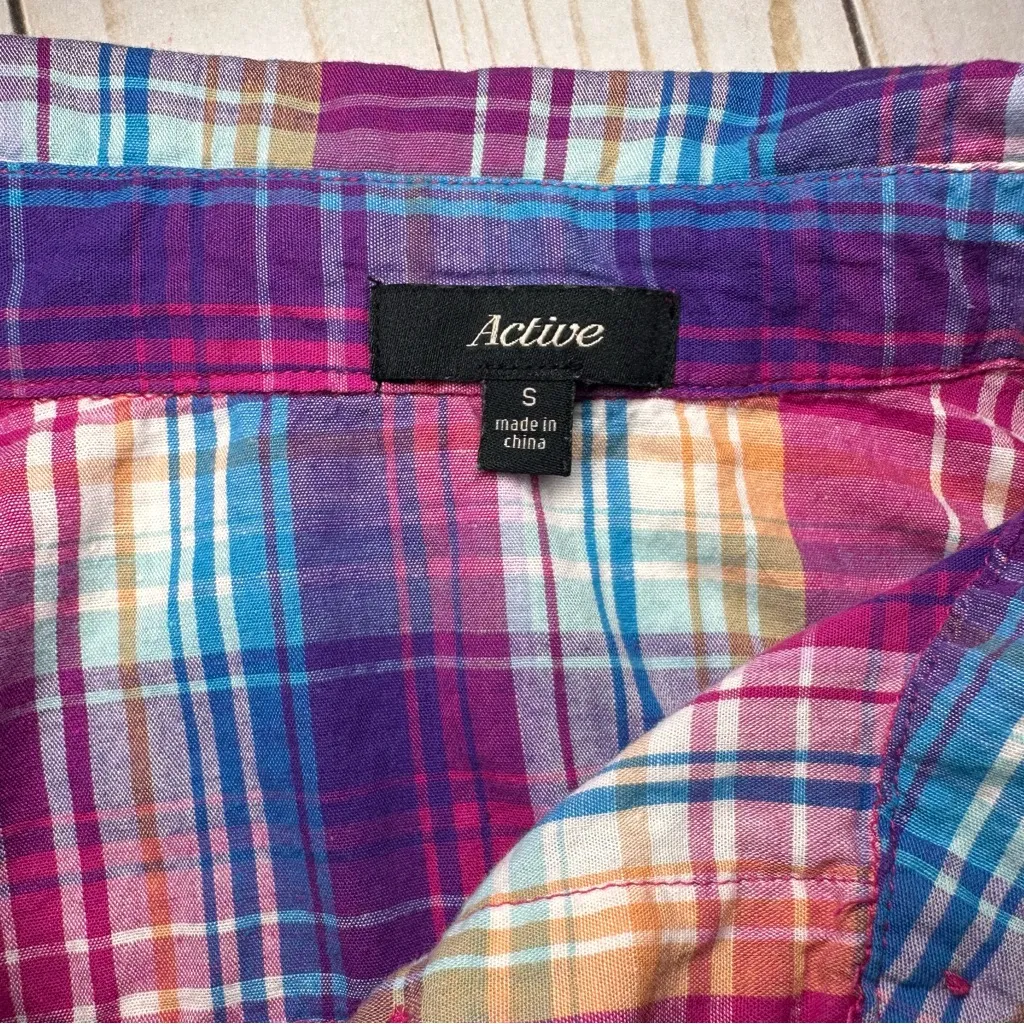 Active USA Women's Plaid Button-Down Shirt in Pink and Blue - Image 3