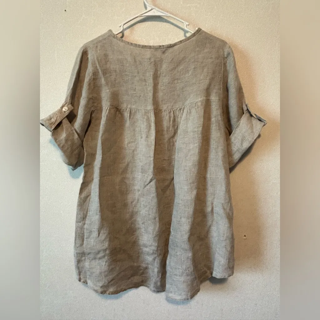 Tempo Paris | 100% Linen 3/4  Short sleeve | Made in Italy | M - Image 6