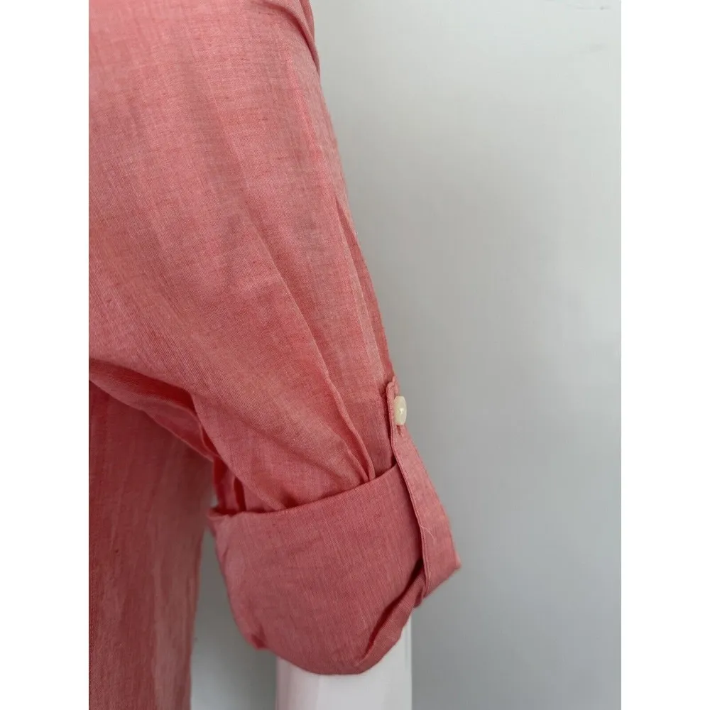 J Crew Button Up Shirt size S Women Roll Tab Convertible Sleeves Red Coral NEW - Image 7