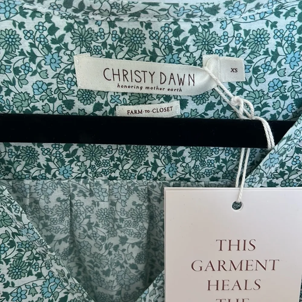 NWT Christy Dawn The Donna Dress in Mint Blooming Meadow Silk-Cotton - Image 4