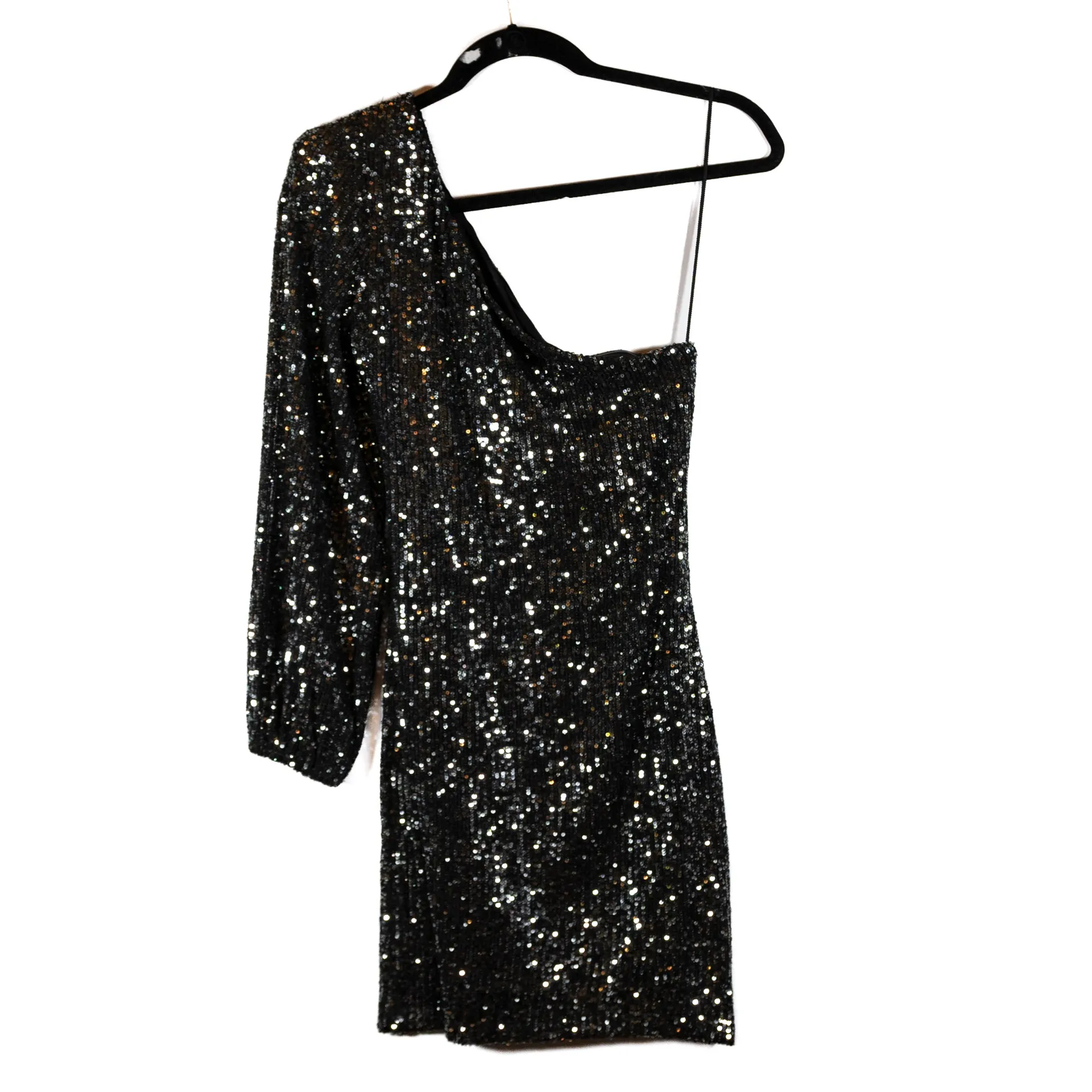BB Dakota NEW  Sequin Skater Sparkle Glitter Embellished One Shoulder Mini Dress - Image 4