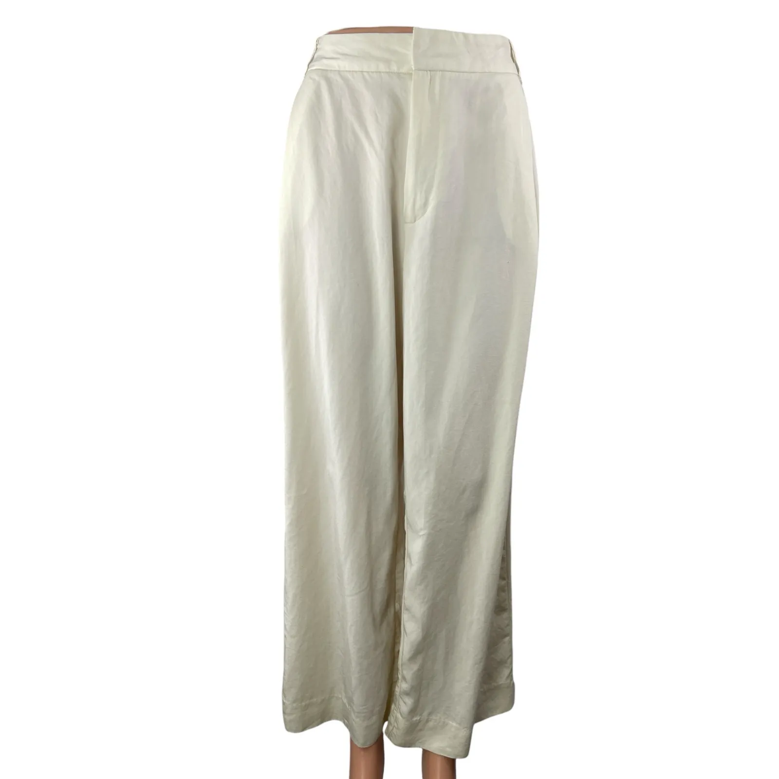Zara Women's White High Rise Wide Leg Palazzo Trousers Dress Pants Size S - Image 2