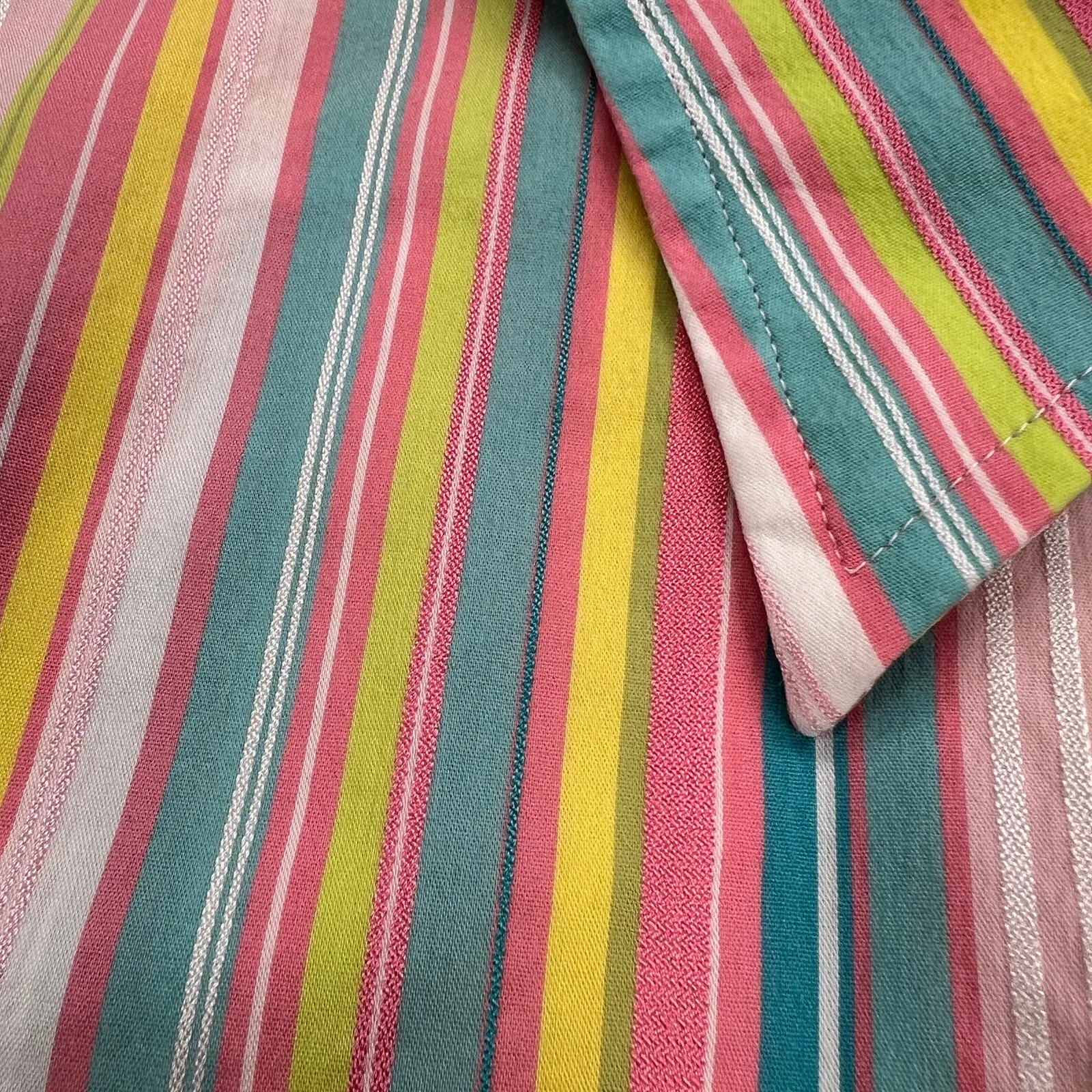 Lilly Pulitzer Multicolor Striped Button Up Shirt Embroidered Logo Size 8 - Image 10