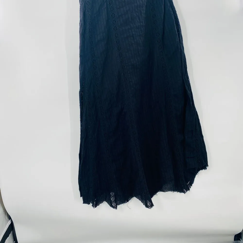 NEW Free People Bella Black One Shoulder Hanky Hem Cotton Maxi Dress Small Boho - Image 8