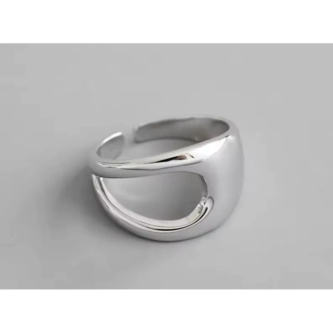 NEW Wide Unique Polished 925 Sterling Silver Ring, Adjustable‎ - Image 8