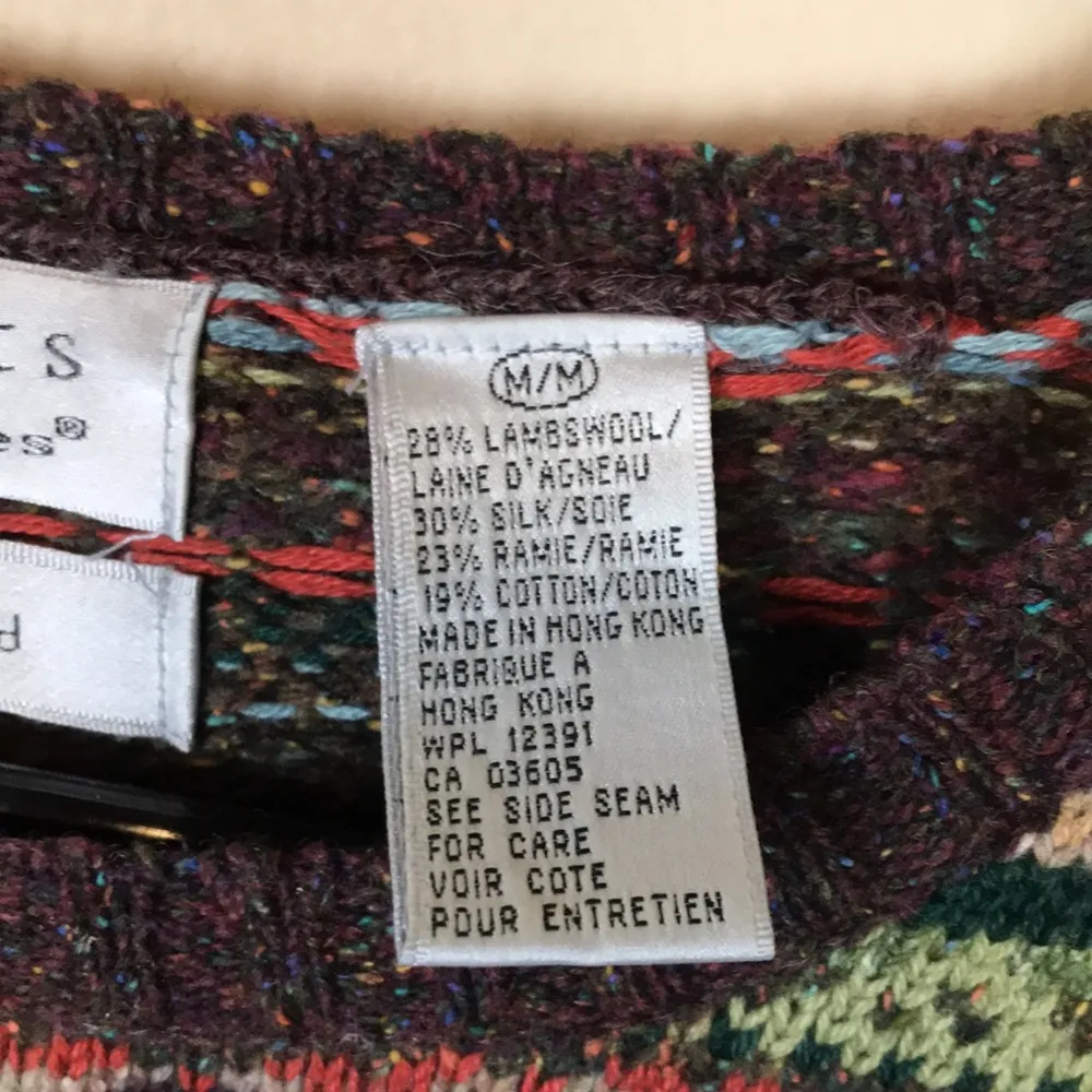 VTG Portraits by Northern Isles Women’s Hand Embroidered Lambswool Silk Sweater Green Size M - Image 8