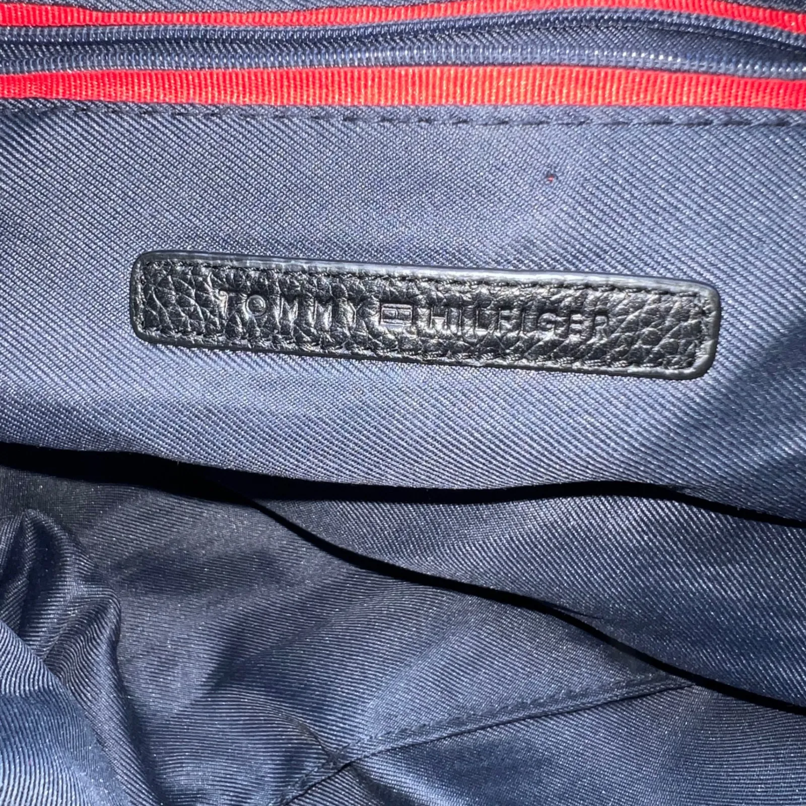 Tommy Hilfiger Black Leather Satchel Purse Shoulder Bag Tassel Gold Hardware - Image 8