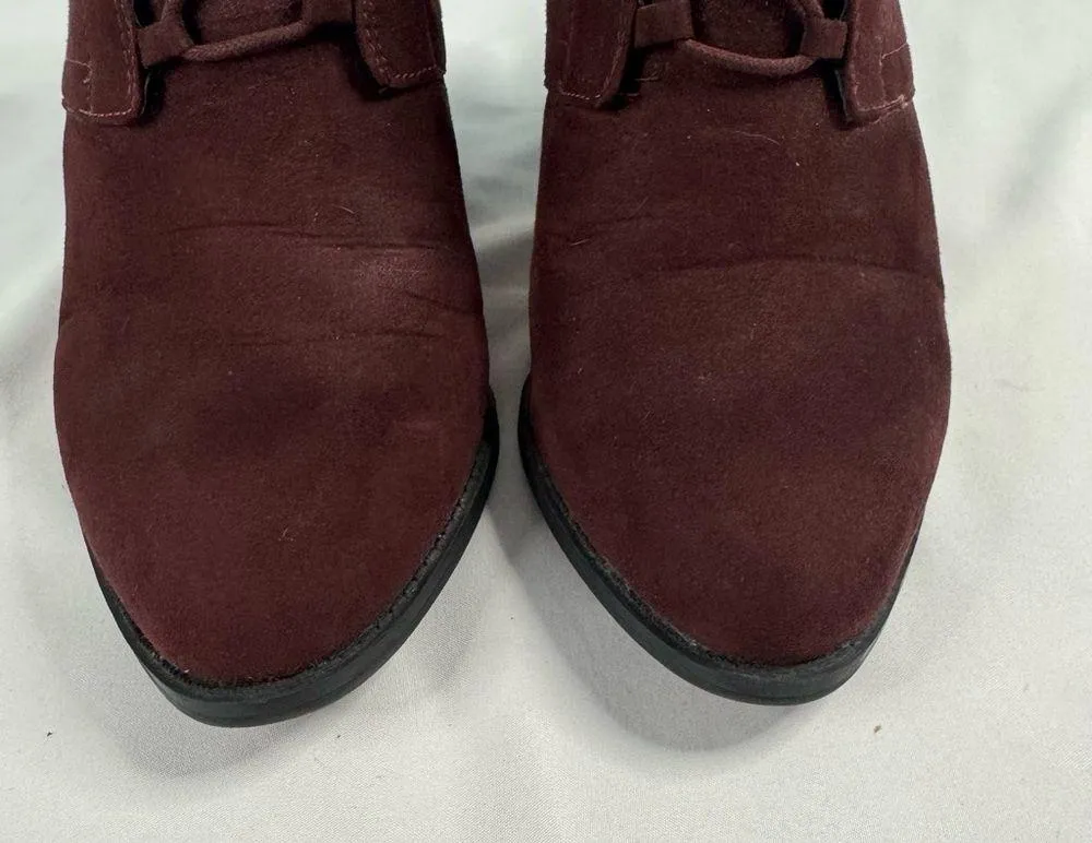 Franco Sarto Lennon Red Wine Faux Suede Lace-up Wedge Ankle Booties Size 10 M - Image 4