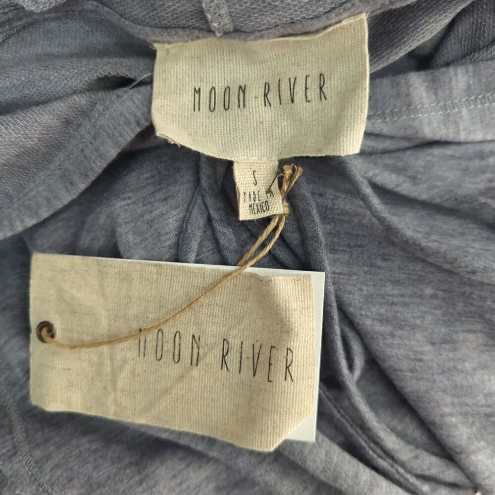 Moon River Gray Ombre Dip Dye Asymmetrical Hooded Shark Bite Hem Top Small NWT - Image 7