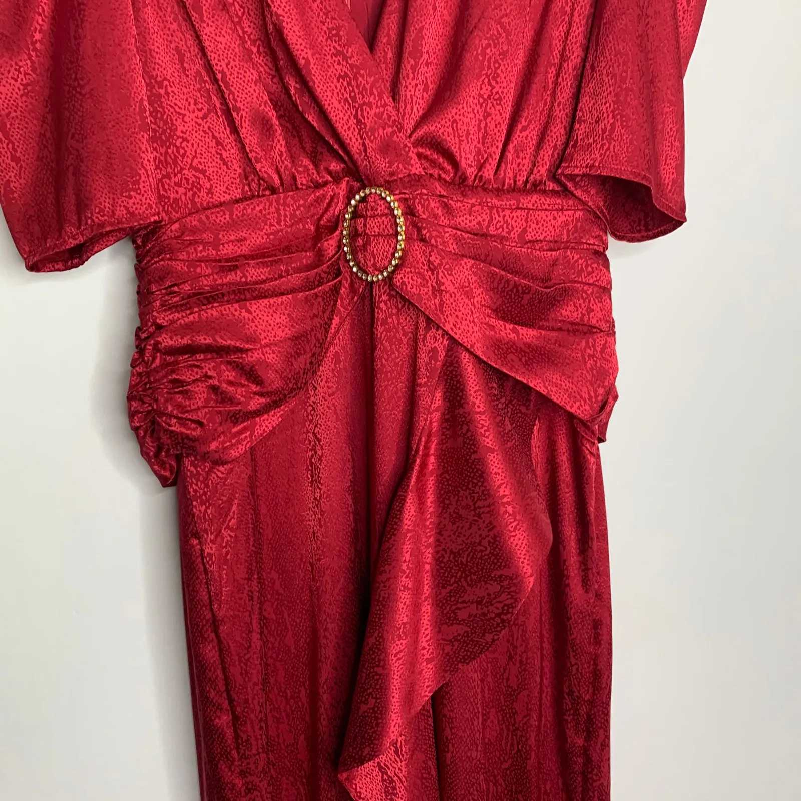 Song of Style Edwin Maxi Dress Cranberry Red Jacquard Puff Small New - Image 7