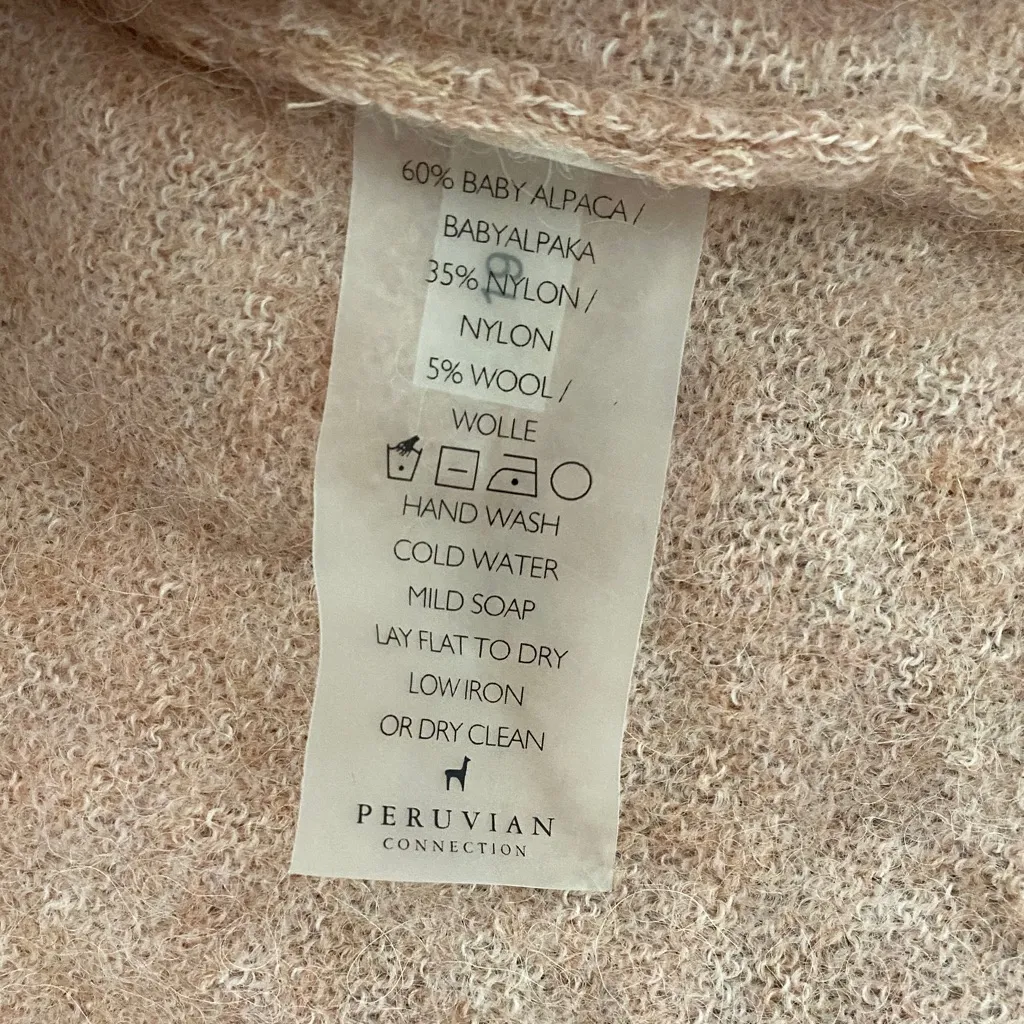 NEW! Peruvian Connection Ballet Pink Courtney Crop Cardigan Baby Alpaca size M - Image 6