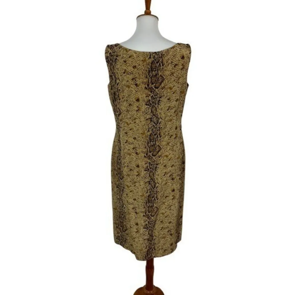 City Silk Dress 10 Brown Sleeveless Side‎ Zip Cocktail Evening Party - Image 4