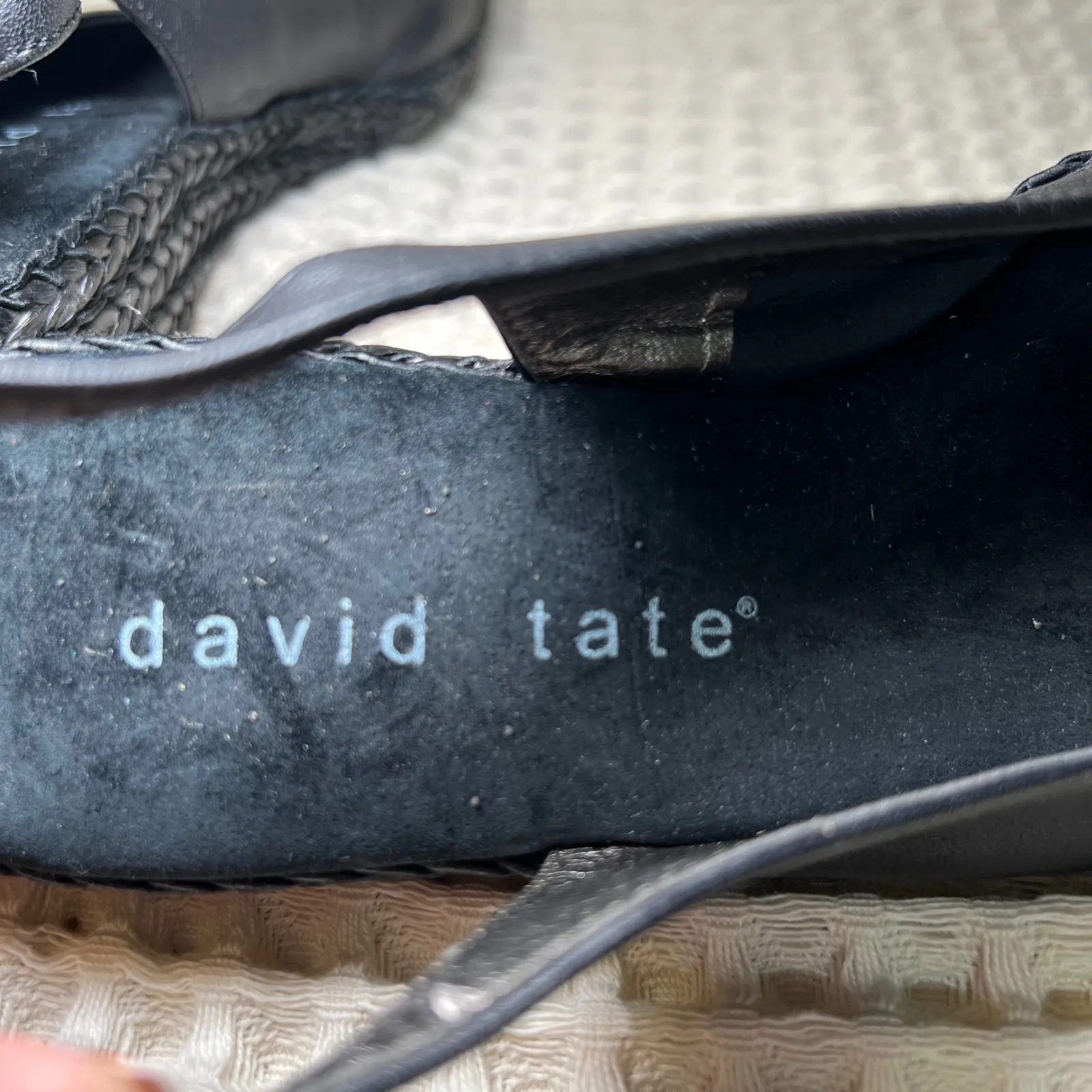 David Tate Black Patent Leather Slingback Wedge Espadrille Shoes Womens size 7 - Image 6