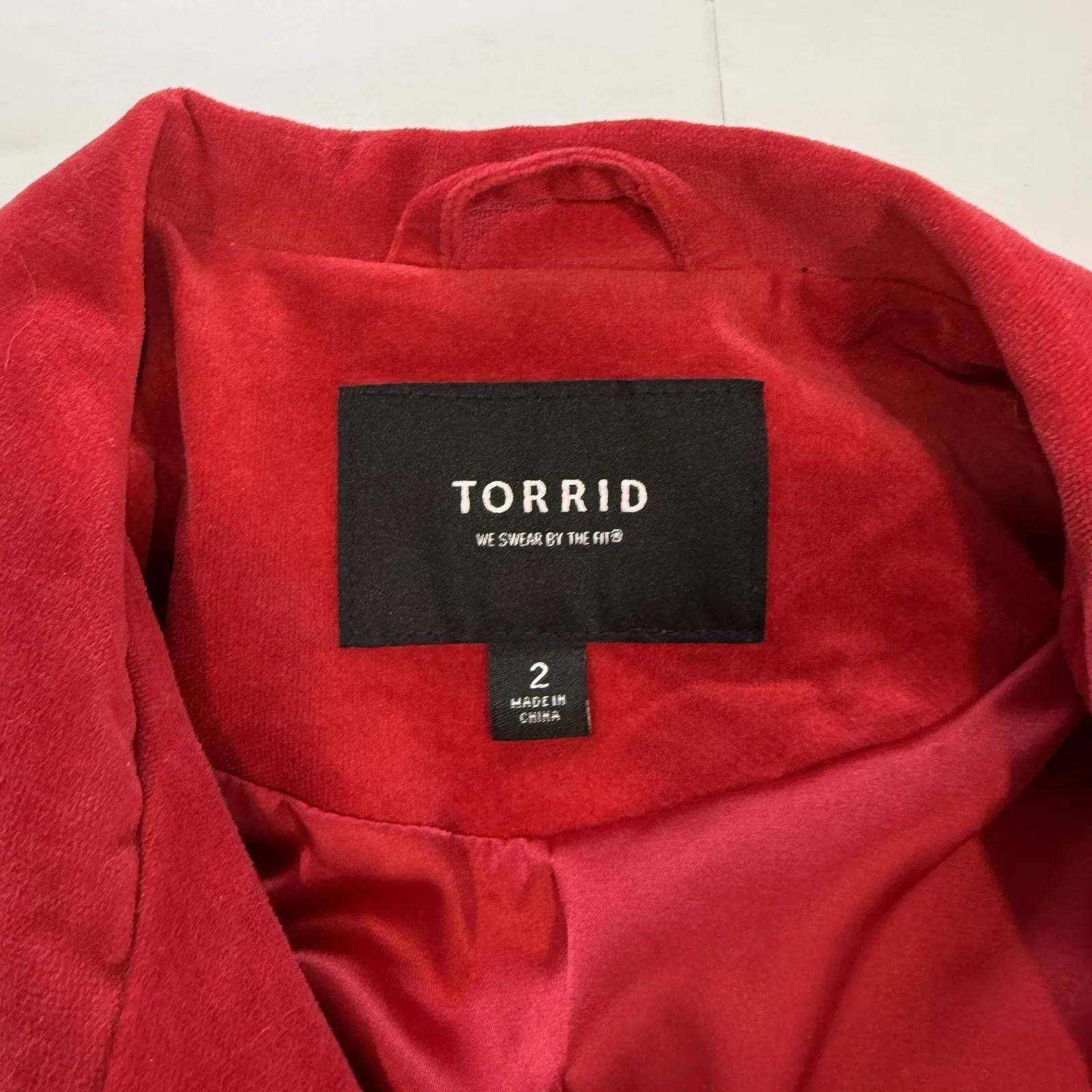 Torrid Red Velveteen Zip Up‎ Moto Jacket Size 2X Pockets - Image 14