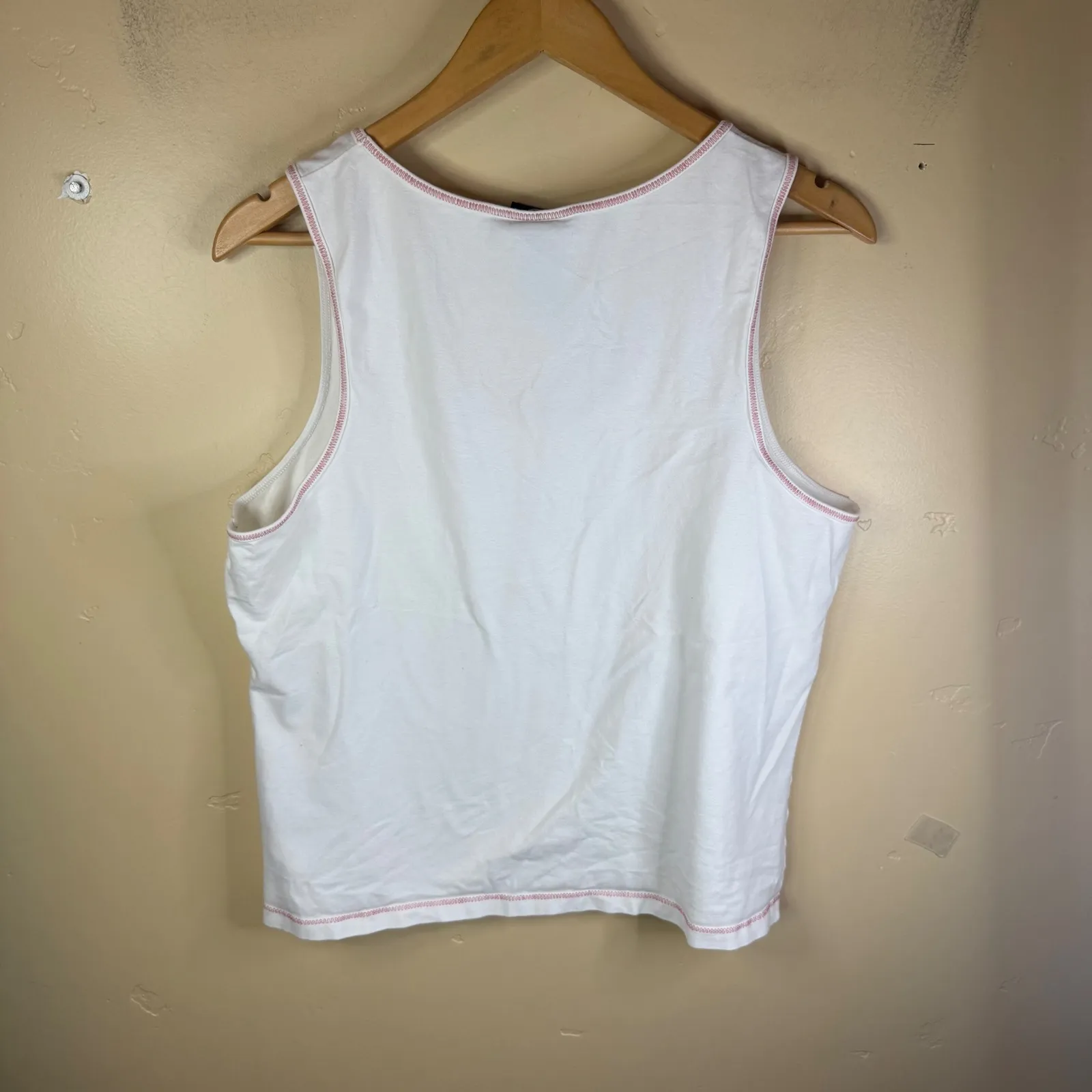 Harley Davidson Tank Top Womens XL‎ Pink Logo Stitching Graphic Bikercore Grunge White - Image 6