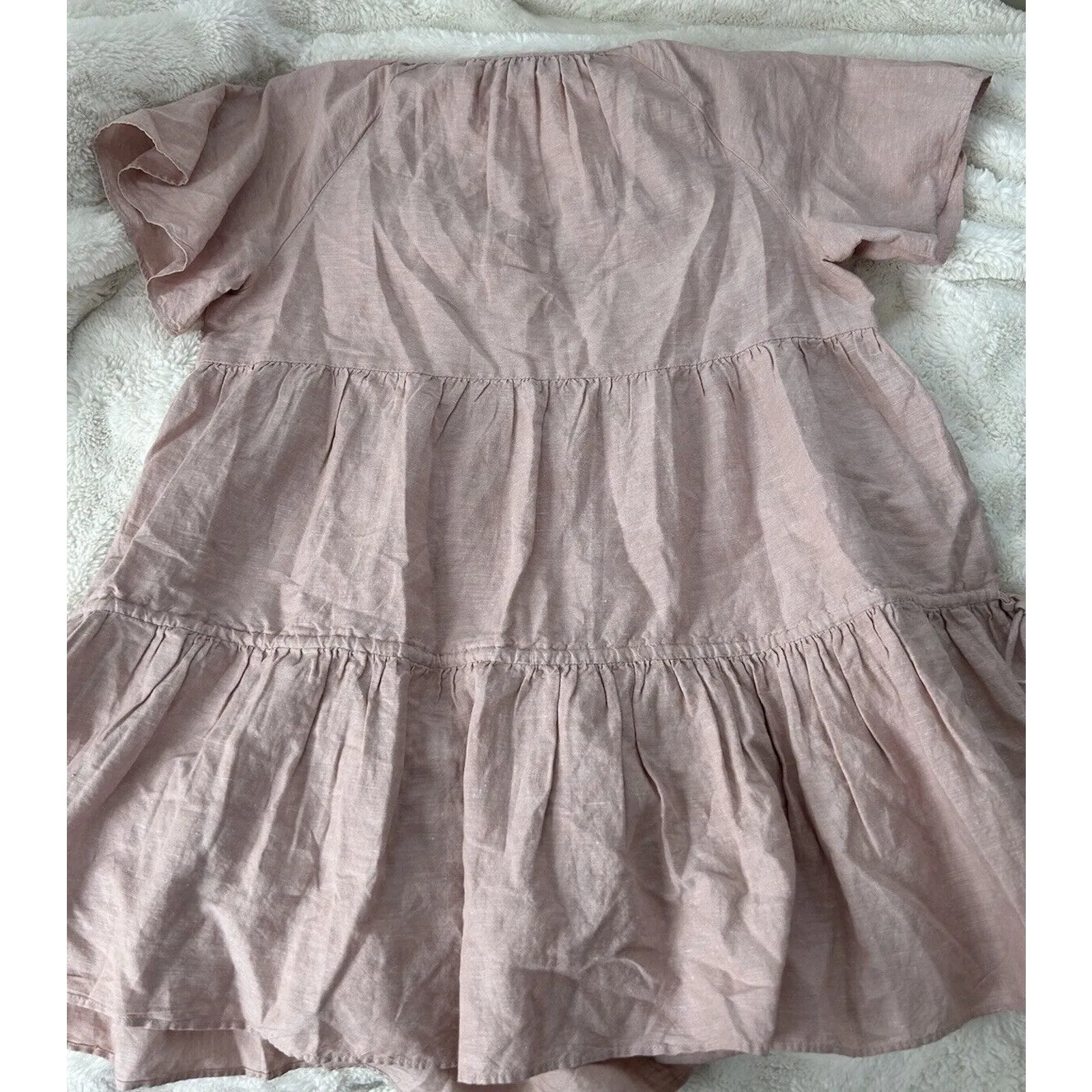NWT Madewell Linen Blend Lorelei Mini Babydoll‎ Dress Pink Women’s Size XXL - Image 3