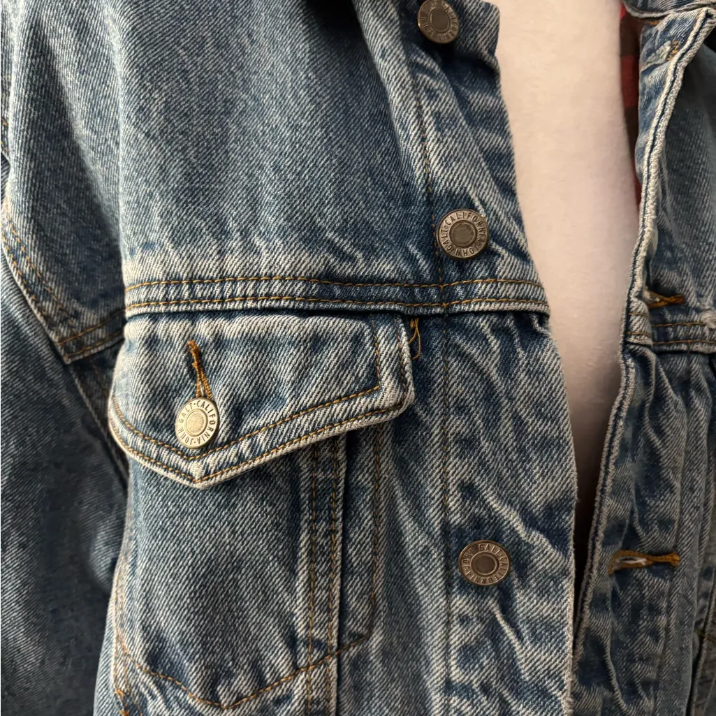 Brandy Melville  Blue Denim Flannel Lined Jacket Size S - Image 10