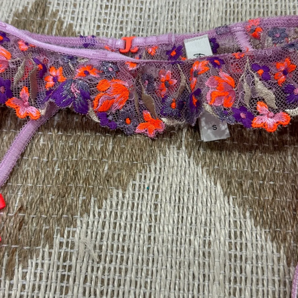 For Love & Lemons x Victoria's Secret Floral Bloom Lace Garter Belt neon bows - Image 5