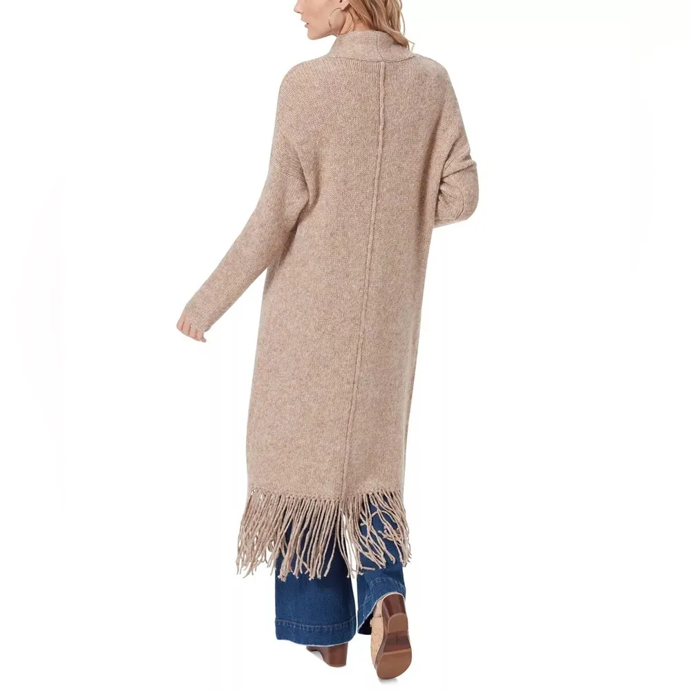 NWT  Women's Eden Fringe-Trimmed Brown Cardigan Sweater / Size S - Image 2