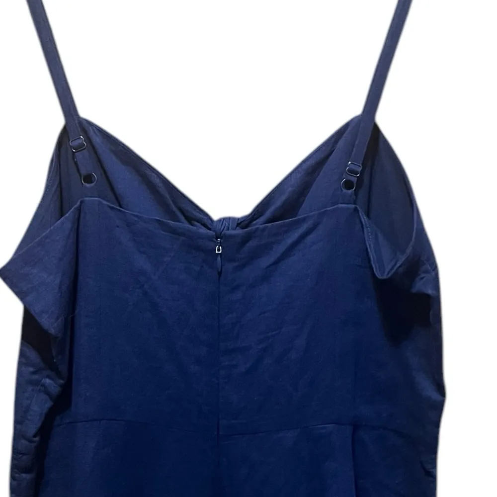 J. Crew Wide Leg Front Tie Linen Blue Jumpsuit Size 12 - Image 12