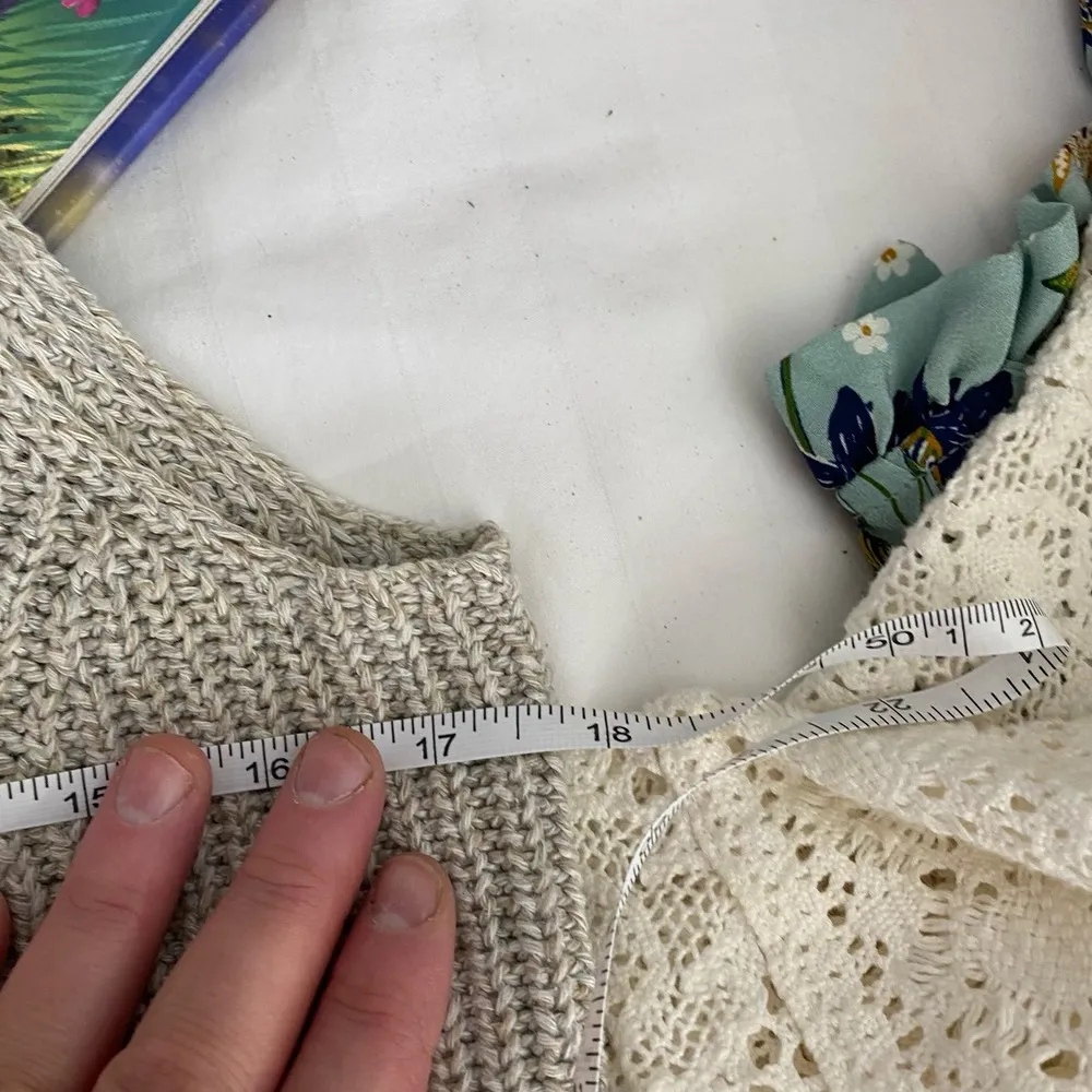 Marine layer Tan Helena Marled Flax Linen Blend Double V-Neck Tank TopSize Small - Image 3