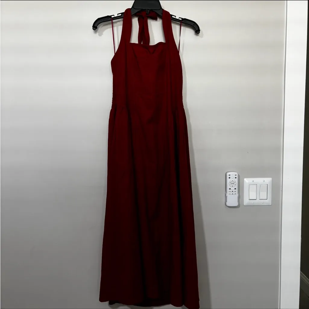 Petal & Pup Ramona Halterneck Midi Dress Size M Red - Image 7