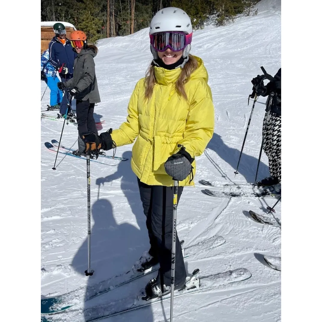 OOF Neon Yellow Nylon 100% Polyester High Neck Tie Front Puffer Coat size 40 Size M - Image 2